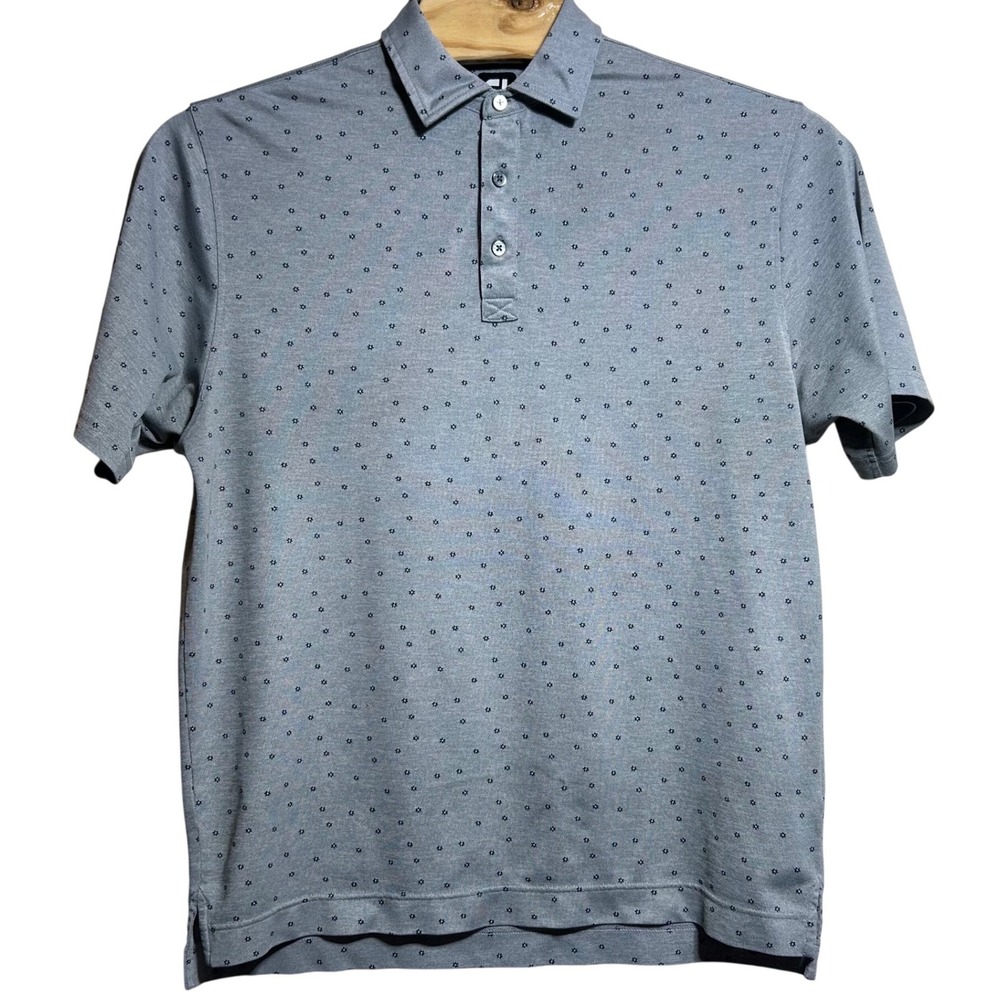 FootJoy Mens Gray Floral Micro Print Performance Golf Polo Shirt Large FJ